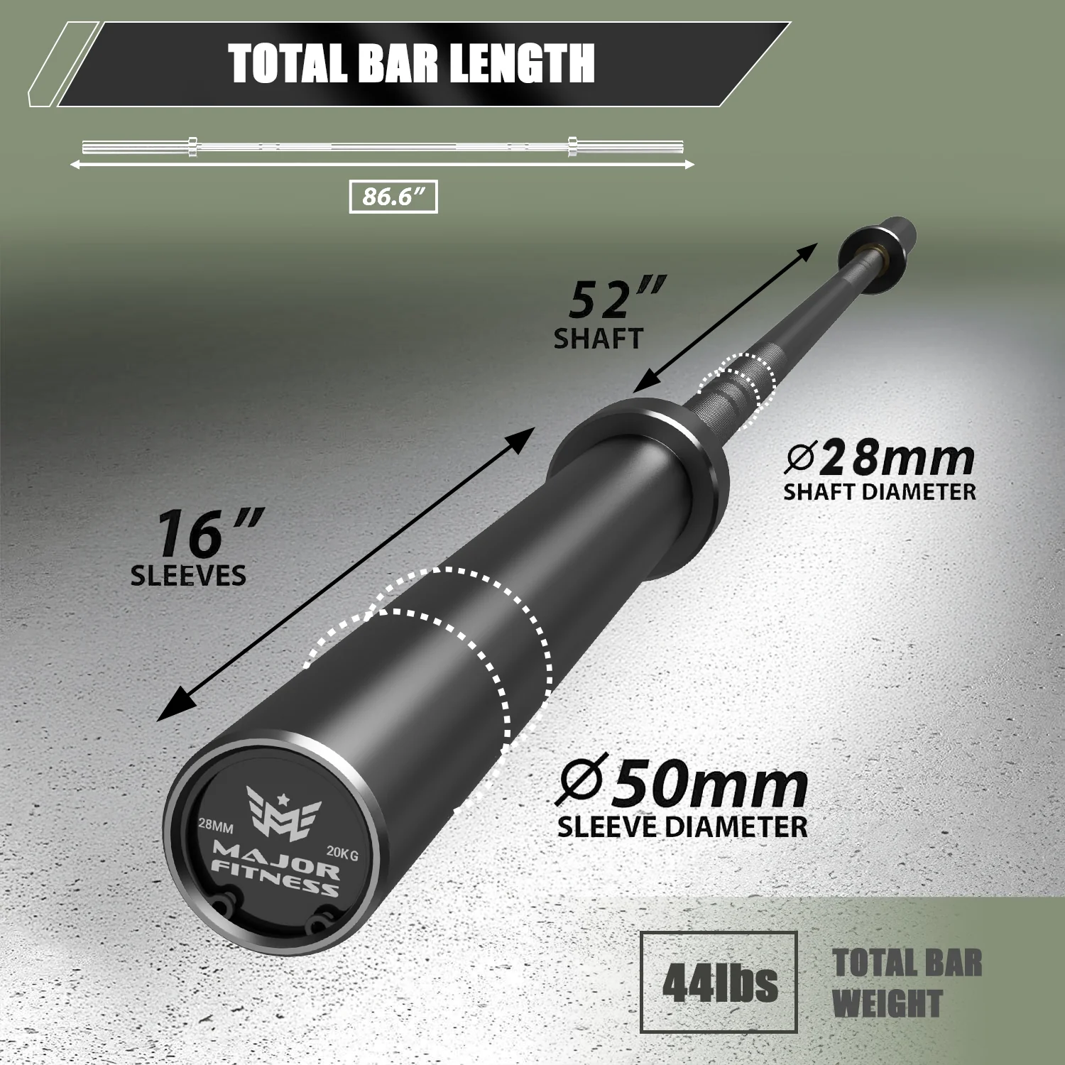 Major Fitness 7ft 20kg Home Gym Barbell - Image 3